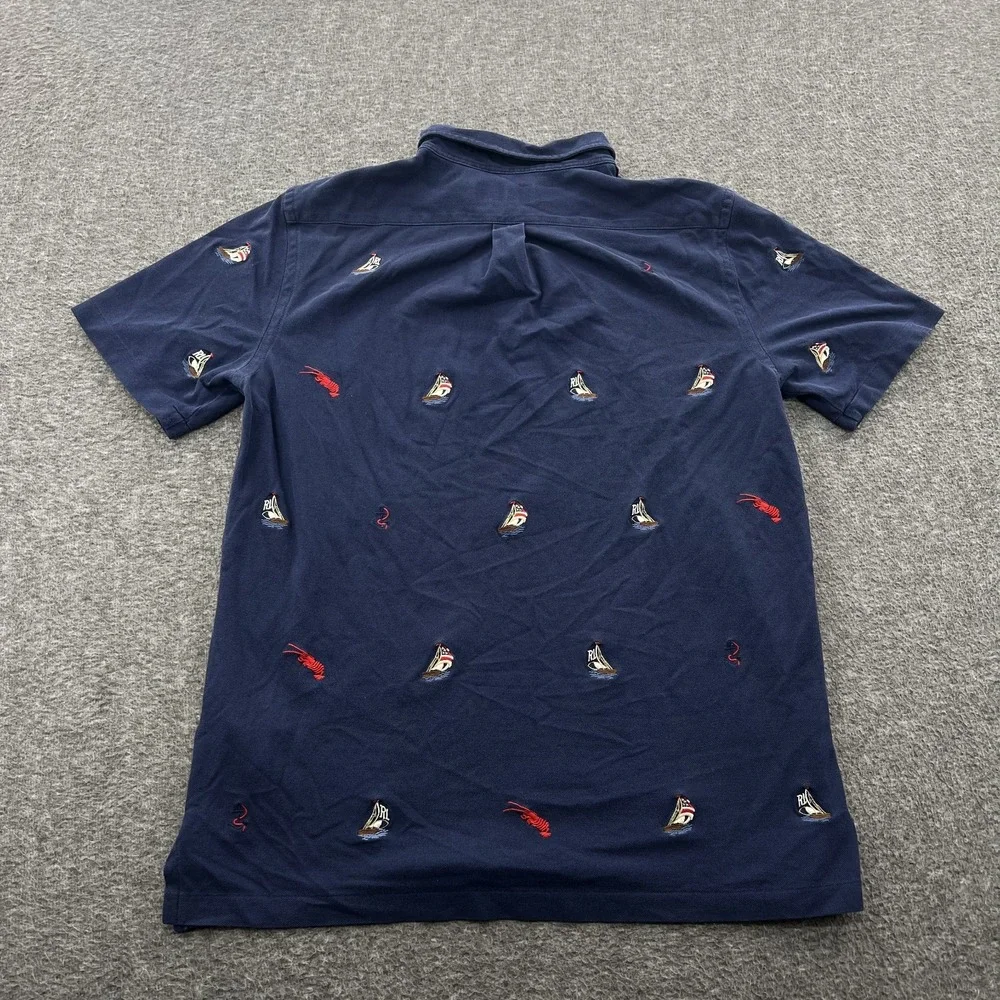 Polo Ralph Lauren Polo Shirt Mens M Lobster Sailboat Embroidered Navy Blue EUC
